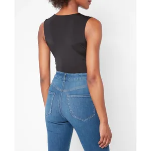 NWT Express Body Contour Silky Wrap Tank Top Shell V-Neck Black Sz L thumbnail 3