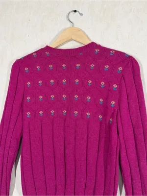 Pendleton Women’s Vintage 100% Virgin Wool Floral Sweater in Pink S thumbnail 5