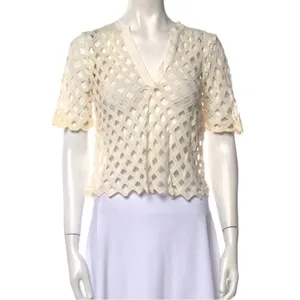 Sandro V-neck pattern lace top thumbnail 3