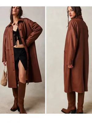 NEW We The Free Medium Carmen Vegan Suede Duster Brown Button Front Coat NWT thumbnail 2