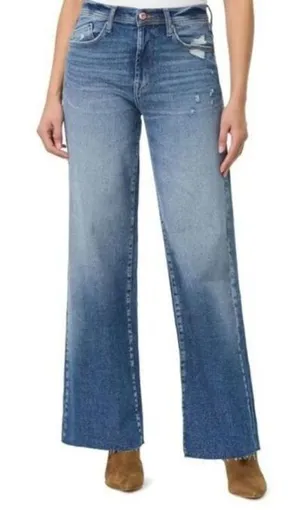 Kensie The Kaya High Rise Wide Leg Jeans blue raw frayed hem size 6 Casual thumbnail 1