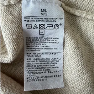 Banana Republic Cotton Linen Blend Polo Sweater Oatmeal Beige Short Sleeve M/L thumbnail 4