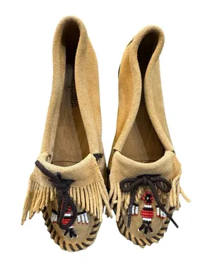 Minnetonka Beaded Thunderbird Suede Moccasins‎ Native Flats Womens Size 6.5 thumbnail 1