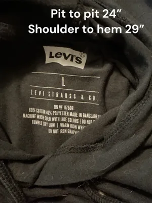 Levi's Red Tab Box Logo Lightweight Long Sleeve Hoodie T-Shirt Black L thumbnail 3