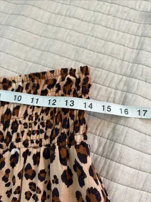 Paper heart pull on boho leopard print linen maxi skirt L thumbnail 13