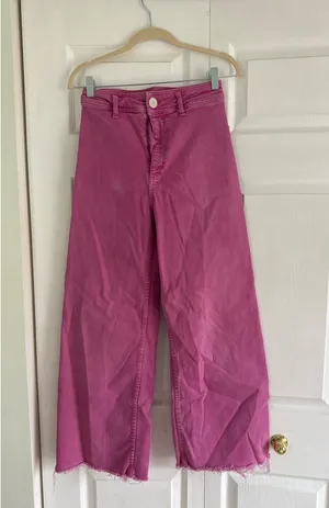 Pink Wide-Leg High-Waisted ZARA Jeans thumbnail 2
