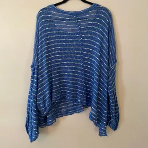 We The Free Blue White Stripe Oversized Sheer Loungewear Long Sleeve size Small thumbnail 6