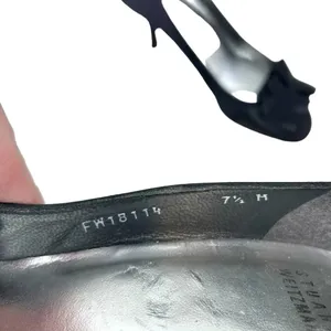 Stuart Weitzman Gigiritz Black Satin Ruffle Peep Toe Pumps‎ Heels Size 7.5 thumbnail 8