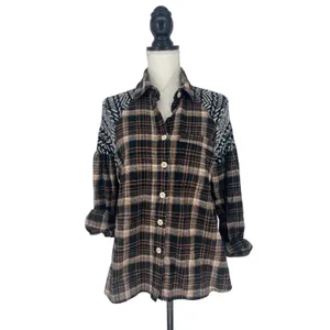 Free People Fireside Nights Plaid Button Down Shirt XS‎ thumbnail 2