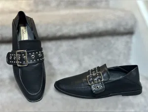 Preppy Vintage Havana Black Leather Maureen Studded‎ Buckle Loafers Women 6.5 thumbnail 1