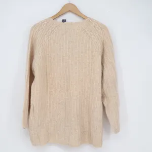 Vintage Gap Lambswool Angora Blend Sweater Cream Cable Knit Scalloped Neck S thumbnail 4