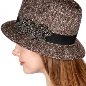 Something Special Bohemian Fedora Top Brown Embellished Band Autumn Bucket Hat thumbnail 4