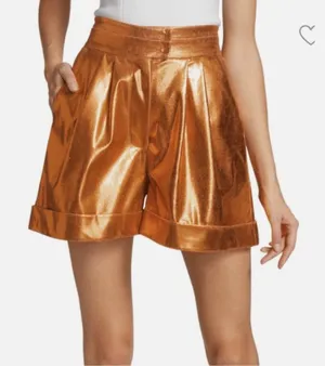 Kimberly Goldson Lizzie Metallic Faux‎ Leather Shorts Copper 0 Orange thumbnail 1