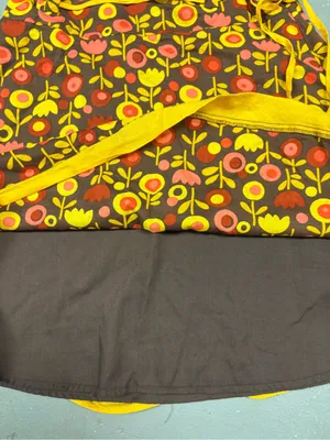 Retro 70s Vibe Floral Skirt Boho Yellow Brown Mod Flower Print Womens Medium thumbnail 4