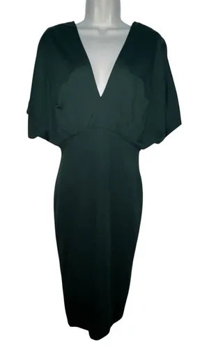 NWT Banana Republic Soraya Butterfly Sleeve Midi Dress Hunter Green Size 8 Vneck thumbnail 1