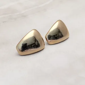 Vintage Clip On Earrings Slightly Curved Stylish Gold Tone Large Chunky - Marks thumbnail 4