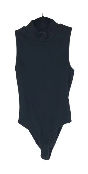 New Look Maternity Bodysuit Sleeveless Mock Neck Ribbed Knit Black US Size 8 thumbnail 1