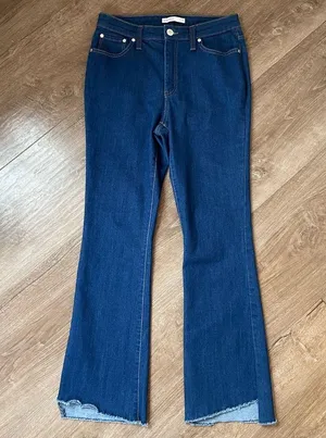 Nine West Kick Flare dark wash denim bootcut jean ~ raw hem ~ women’s size 8 thumbnail 8