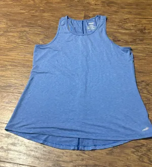Avia women's size large racerback activewear tank top gray/blue Mesh back style #AVL18080 thumbnail 1