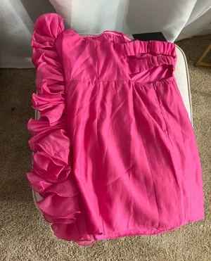 Strapless Ruffle Dress Pink Size M thumbnail 2