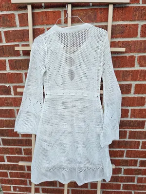 White Crochet Knit Swim Coverup Small thumbnail 7