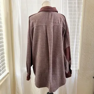 Free People North Star Shacket Oversized Textured Utility Jacket Rosewood thumbnail 5