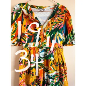 Walter Baker Dress‎ Womens 6 Multicolor Tropical Palm Print Ruffle Mini W71469 thumbnail 9