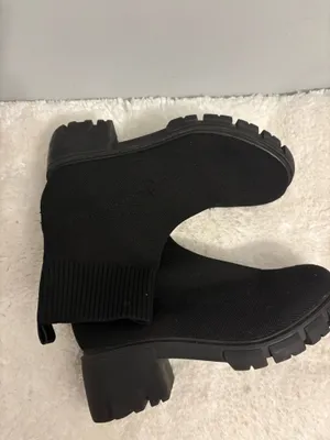 Black street elastic slip on boots thick sole Sz.7.5 Gothic/ western thumbnail 3