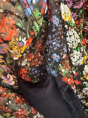 ANTHROPOLOGIE Maeve Melinda Tiered Tunic Dress XS 18.5” p2p Black Multi EUC thumbnail 11