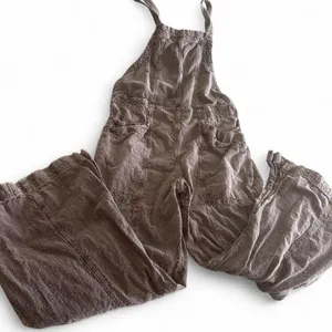 Free People Brown Plaid Utility Overalls Jumpsuit Size Medium thumbnail 1
