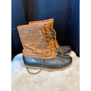 Sporto Arianna Womens Black Tan Faux Fur Lined Lace Up Duck Boots Size 8M thumbnail 5