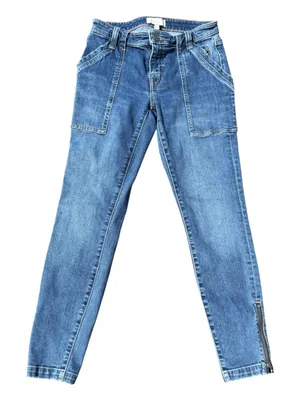 Joie Medium Blue Cropped Slim Jeans with Ankle Zipper thumbnail 1