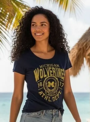 Rivalry Threads Michigan Wolverines Navy Blue Graphic T-Shirt Womens Large 11/13 thumbnail 1