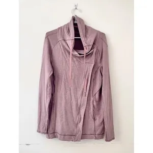 Lululemon Coast Wrap Heathered Mod Rose 8 Funnel Neck Jacket Button Cocoon thumbnail 4