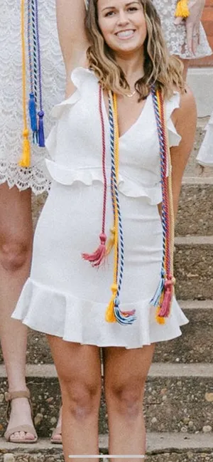 Open Back White Ruffle Dress Size M thumbnail 3