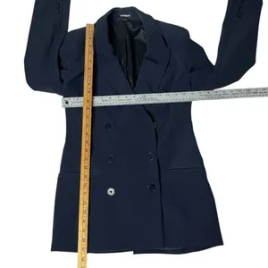 EXPRESS Blue Pantsuit Dark Navy Pants Double Breasted Blazer Jacket Size Small thumbnail 9