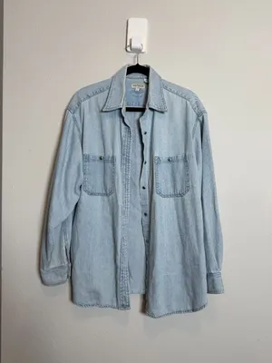 Ann Taylor Vintage Denim oversize Button up shirt thumbnail 3