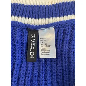 H&M Royal Blue White Rib Knit Cropped Sweater Vest Preppy Tennis Y2K Academia thumbnail 2