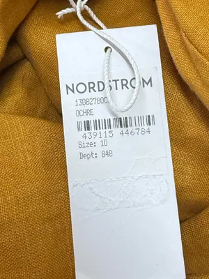 REFORMATION Yellow Ochre Spring Bow Sleeve Linen Mini Dress size 10 NWT thumbnail 10
