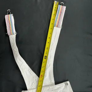 American Eagle White Denim Rainbow Strap Shortalls Overalls NWT thumbnail 11