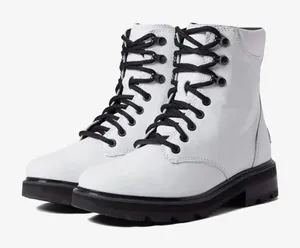 Womens Sorel Lennox White Lace Up STKD Waterproof Leather Combat Boots - Sz 9 thumbnail 1