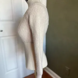 PrettyLittleThing Cropped Sweater Cream color Zipper Front Size S thumbnail 3