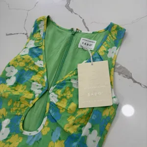Sabo Skirt Dress Size XS Mini Scarlet Keyhole Spring Summer NWT Green Yellow thumbnail 3