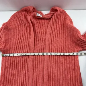 American Eagle Medium Cardigan Sweater Open Front Ribbed Coral Pink Knit Pockets thumbnail 13
