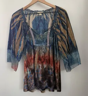 Medium Velvet Relaxed Peasant Blouse Medieval Boho Fairy Renaissance Victorian‎ thumbnail 1