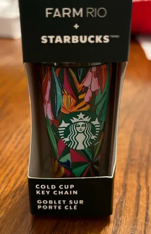 Farm Rio Starbucks Green Floral Keychain thumbnail 1
