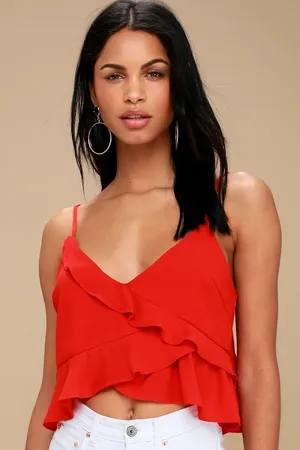 Lulus Red cropped cami tank thumbnail 1