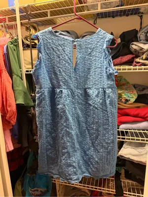 Blue Eyelet Sleeveless V-Neck dress thumbnail 3