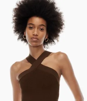 ARITZIA BABATON Sculpt Knit Criss Cross Tank Coffee Bean Size Small thumbnail 1