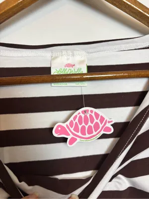 Lolly Wolly Doodle NWT Brown & White Striped Boat Neck Top thumbnail 4